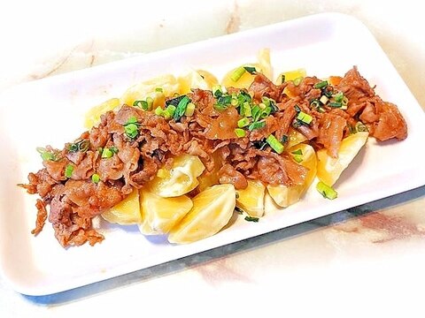 豚コマで!ポテトと豚肉のホットサラダ♪